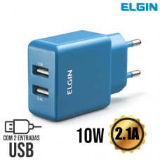 Carregador de Tomada 2 USB 10W 2.1A Elgin 46RCT2USBADS - Azul